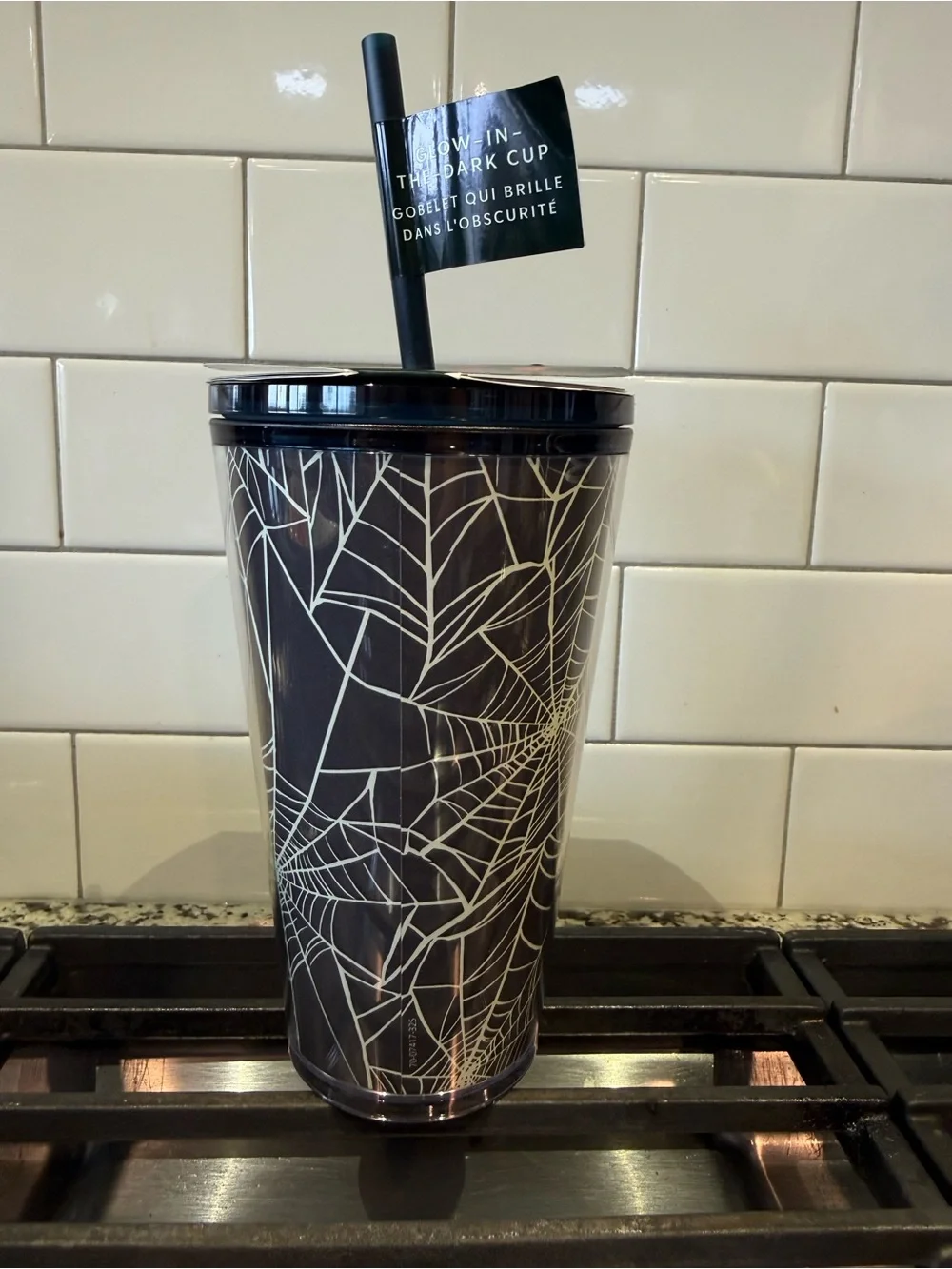 Starbucks Halloween 2021 Glow in the Dark Spider Web 16oz with Stickers